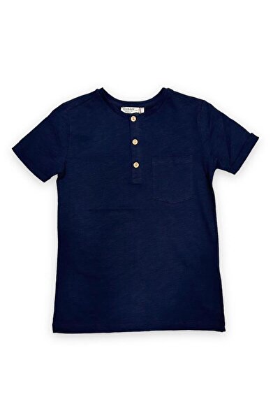 Woorage Tricou de bază subțire din bumbac cu trei nasturi pentru băieți