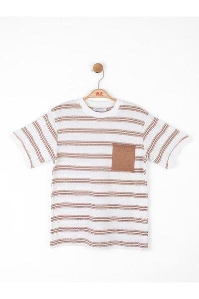 NK Πλεκτό μπλουζάκι ριγέ για παιδιά - με τσέπη