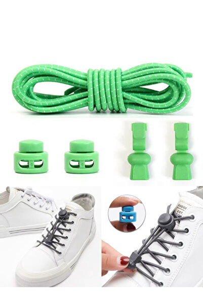 Heel'sUp Green Melted Plastic Smart Laces - Practical Elastic Round Shoelaces...