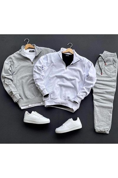 WEARTEX Unisex Cotton Half Zipper Sweatpants Unisex 3-Piece Set