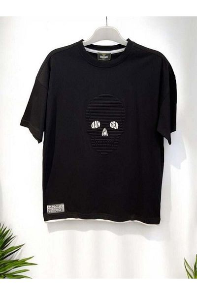 Zekids Tricou pentru copii din bumbac supradimensionat cu model de craniu
