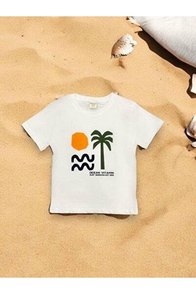 Zekids Мъжка детска памучна тениска с печат отпред