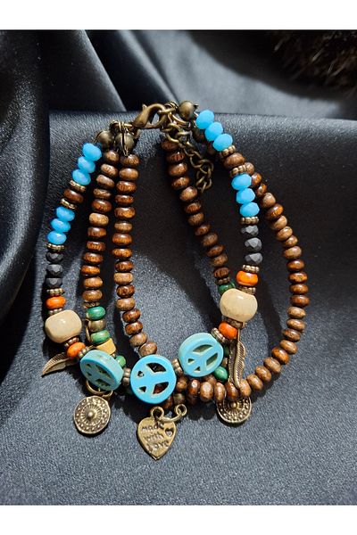 azra takı tasarım Handmade Authentic Bohemian Wooden Women's Bracelet