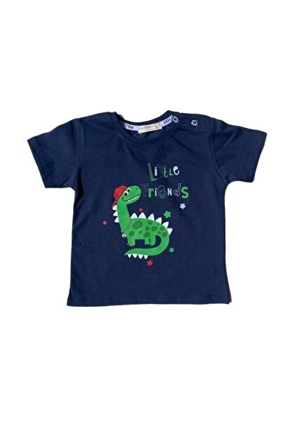 Breeze Boy's Cotton Dinosaur Printed T-Shirt - Shoulder Buttoned