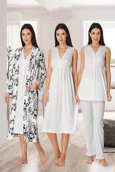 Effort Pijama مجموعة الأمومة النسائية باللونين الأبيض والأسود من Effortt 8036