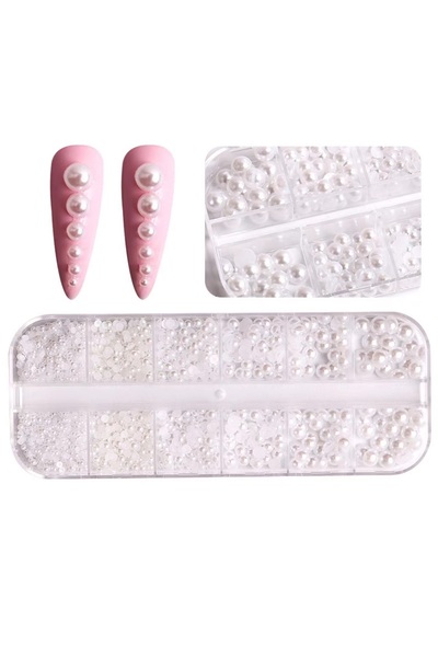 Venalisa 12'li Karışık Boy Nail Art Inci Taşları Tırnak Süsleme Crystal