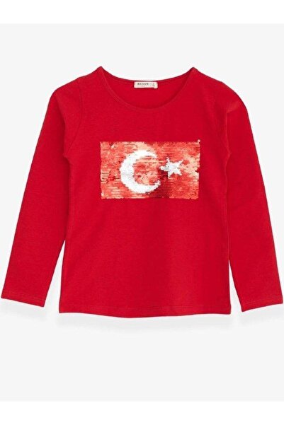 Zekids Çocuk Oynar Pullu Pamuklu Uzun Kollu T-shirt