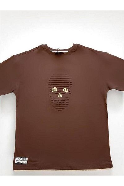 Zekids Tricou supradimensionat din bumbac pentru copii cu model de craniu