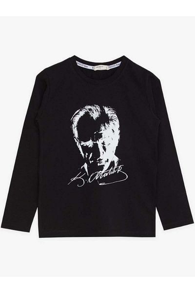 Breeze Children's Ataturk Printed Thin Long Sleeve Cotton Blouse
