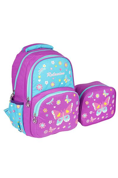 Relaxion Purple Butterfly Primary School Bag with Lunchbox 1340-10
