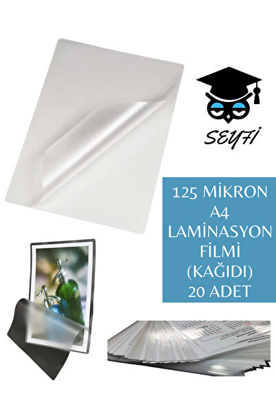SEYFİKİRTASİYE 125 MİKRON A4 LAMİNASYON FİLMİ (KAĞIDI) 20 ADET