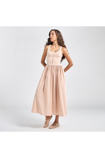FAV Sleeveless A-line Dress with Scoop Neck