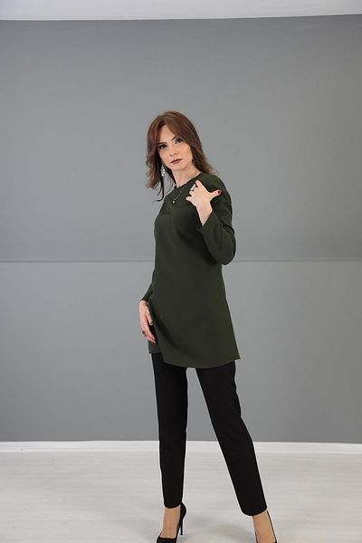 ÖNDER ÖZSOY O-Neck Long Sleeve Blouse- Khaki
