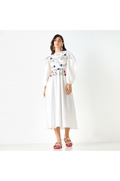 Iconic Embroidered Dress with Long Sleeves