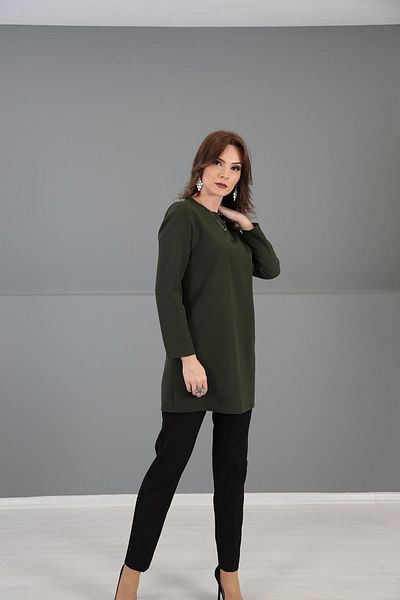 ÖNDER ÖZSOY O-Neck Long Sleeve Blouse- Khaki