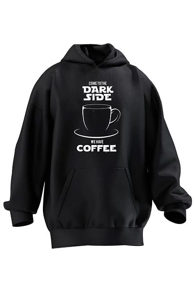 NMG TEKSTİL Φούτερ με κουκούλα Unisex Premium Cotton Black Come To Darkside με στάμπα 3 νημάτων