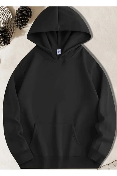 EVIus Unisex, 3 Thread, Cotton Inside, Oversize, Back Print, Hood, Sweatshirt, Raised Inside, Winter