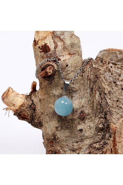 Taş Sandığı Aquamarine Stone Steel Necklace - 10 mm