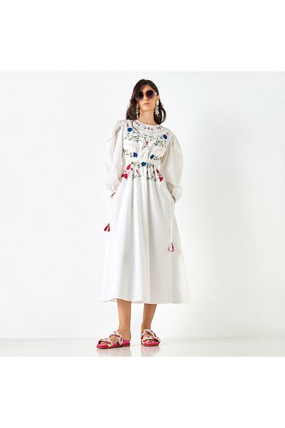 Iconic Embroidered Dress with Long Sleeves