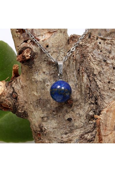 Taş Sandığı Lapis Lazuli Stone Steel Necklace - 10 mm