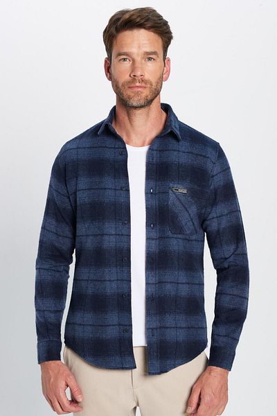 Tudors Мъжка зимна риза Slim Fit Slim Fit Lumberjack с един джоб и каре
