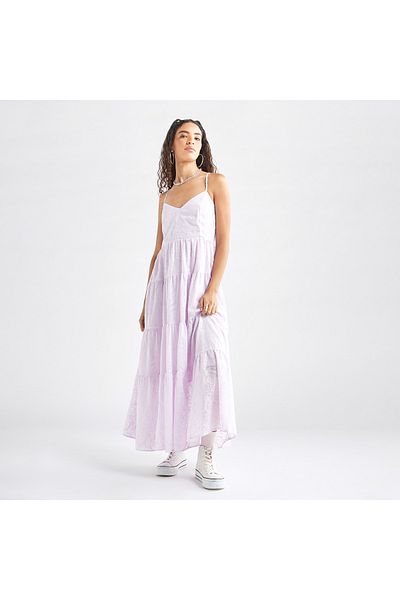 FAV All-Over Print Sleeveless Tiered Dress with Sweetheart Neck