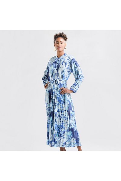 FAV All-Over Print Maxi Shirt Dress with Long Sleeves