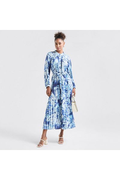 FAV All-Over Print Maxi Shirt Dress with Long Sleeves