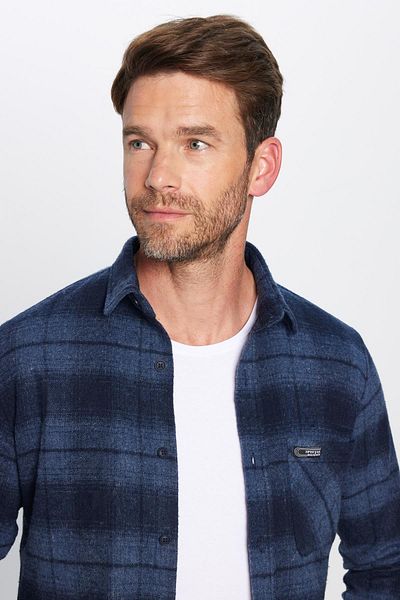 Tudors Мъжка зимна риза Slim Fit Slim Fit Lumberjack с един джоб и каре