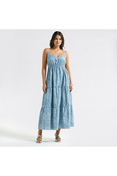 FAV All-Over Animal Print Sleeveless Tiered Dress