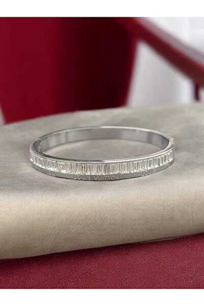 CHENSY Çelik Lv Taşlı Gümüş Renk Kelepçe