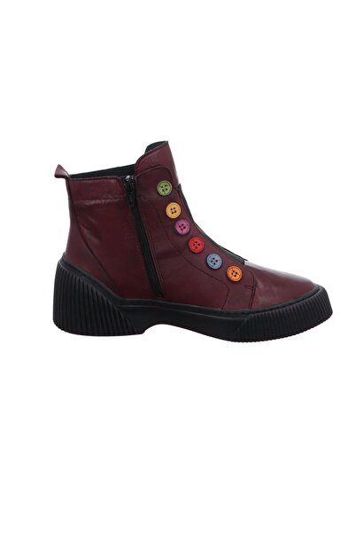 İNZE AYAKKABI Name Kahlo - Claret Red Genuine Leather Boots Model