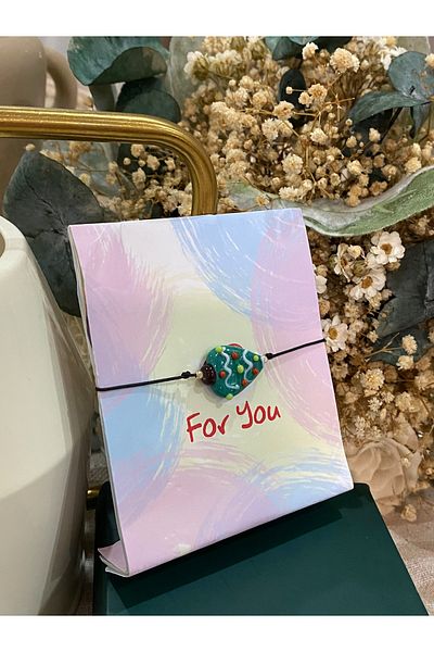 FAYRA ACCESSORIES Christmas Pine Tree Glass Murano Bracelet New Year Themed Christmas Bracelet