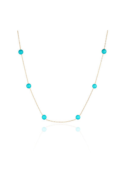 MİNİMAL Minimal kolye ALTIN Firuze taşlı kolye "Isabele Blue"