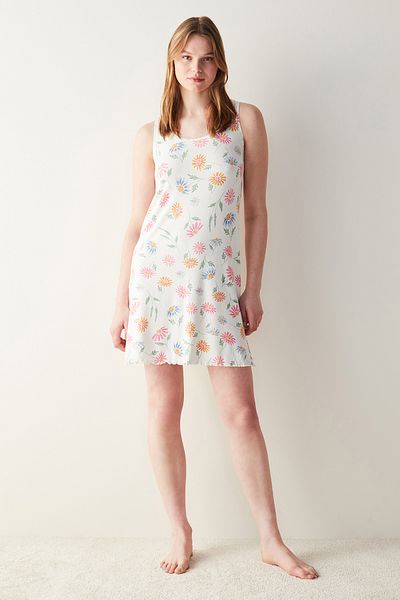Penti Flora Printed Off-White Nightgown