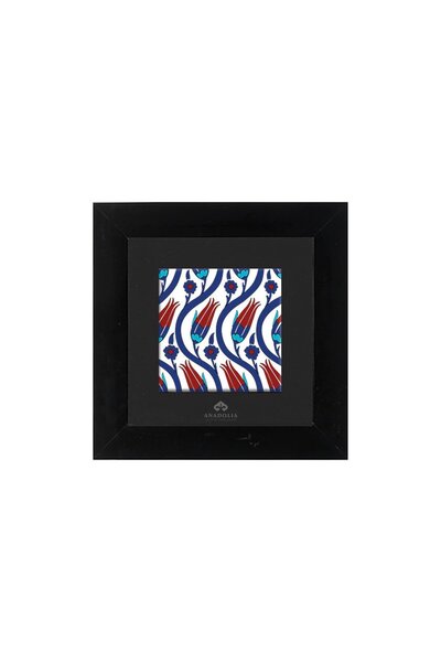 Anadolia Çini Motif Lale Desenli Dekoratif Seramik Pano 20cm x 20cm x 1cm