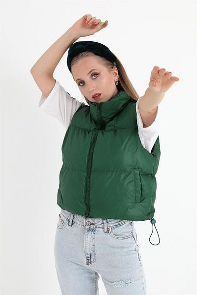 VAPUR TEKSTİL Parachute Fabric Vest - Zippered, Dark Green