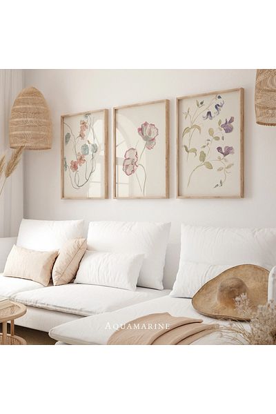woodhomeworks Дървена рамка за абстрактна картина от 3 части за дома, хола, спалнята, балкона, декорацията Qmrc45