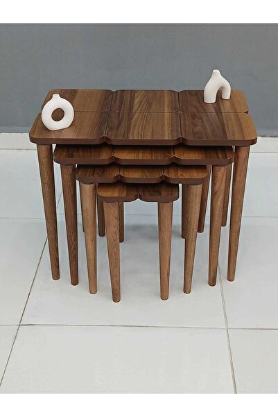 HALL BREATHE Dörtlü Ahşap MDF Zigon Sehpa Seti, Şık ve Kullanışlı Tasarım