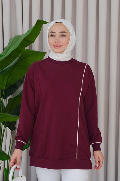 LOCCO Plum Women's Tunic - Piping Design