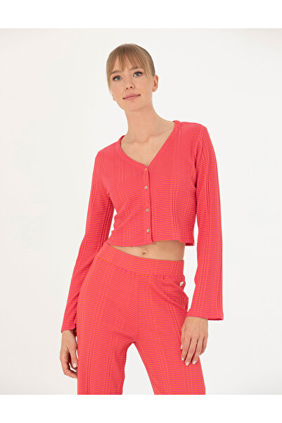 Pierre Cardin Fuşya Crop Top Örme Hırka 50263591-VR023