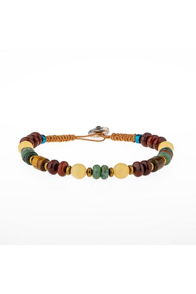 OSMANLI DOĞAL TAŞ Jasper-Indian Agate-Calcite-Tiger Eye-Hematite Natural Stone Men's Bracelet