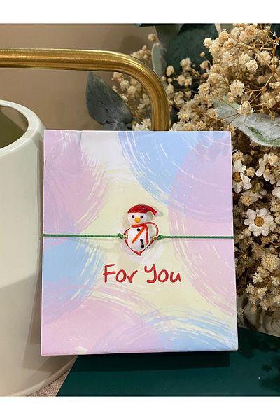FAYRA ACCESSORIES New Year Snowman Glass Murano Bracelet Christmas Themed Christmas Bracelet