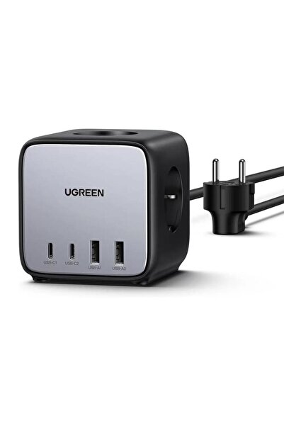 Ugreen Diginest Cube 65w Gan 2 Hızlı Şarj Cihazı 2*usb / 2*type-c 3 Lü Akım Korumalı Küp Grup Priz
