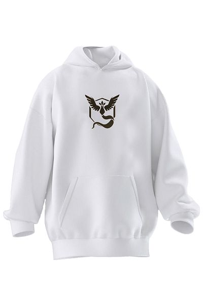 NMG TEKSTİL Φούτερ με κουκούλα Unisex Premium βαμβακερό λευκό λογότυπο Phoenix με στάμπα 3 νημάτων