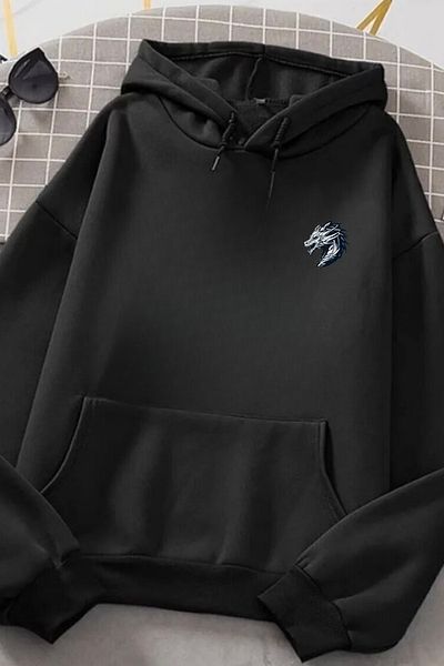 Massgai Hanorac oversize cu glugă, unisex, cu model anime japonez Dragon