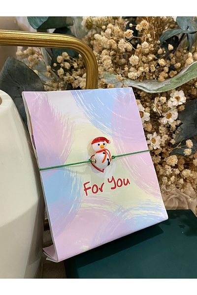 FAYRA ACCESSORIES New Year Snowman Glass Murano Bracelet Christmas Themed Christmas Bracelet