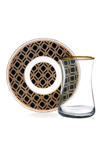 Anadolia Kilim Desenli Cam 12 Parça Çay Takımı Seti