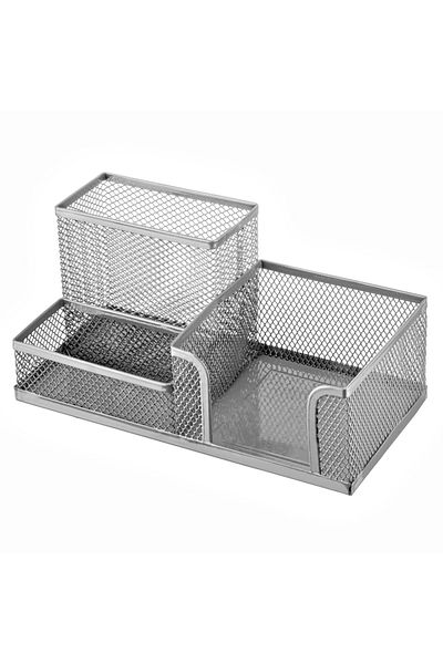 Bigpoint |   3-Eye Metal Desk Organizer with Anti-Slip Base and Stainless Pen Holder - Paper Holder - Paper Clip