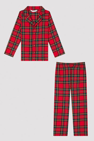 Penti Set cămașă și pijama pentru copii roșii unisex - Design în carouri